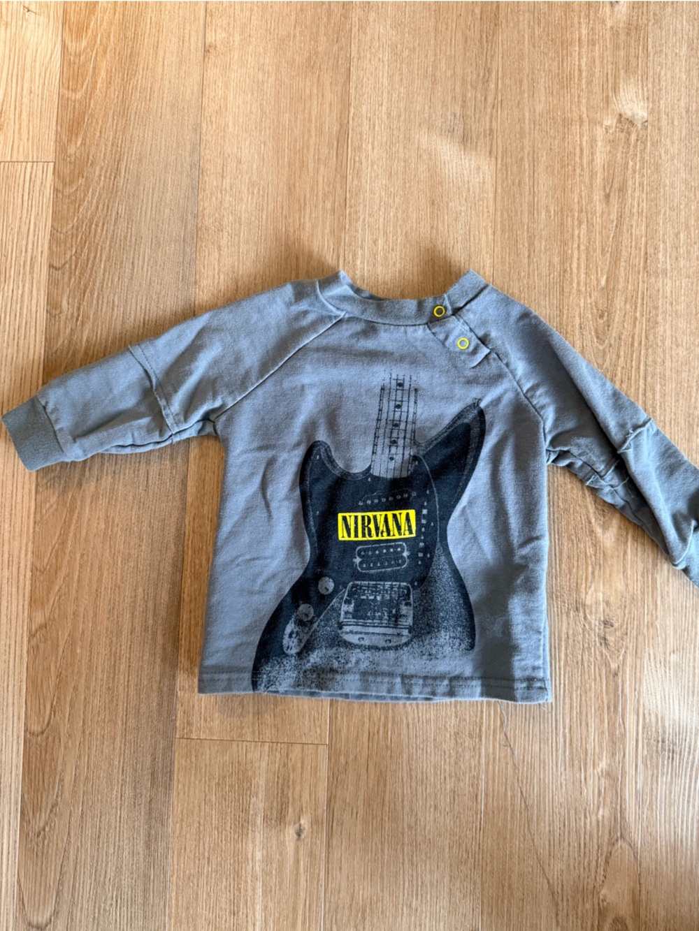 NIRVANA Grey Kids Long-Sleeve Guitar Graphic Tee with Yellow Logo